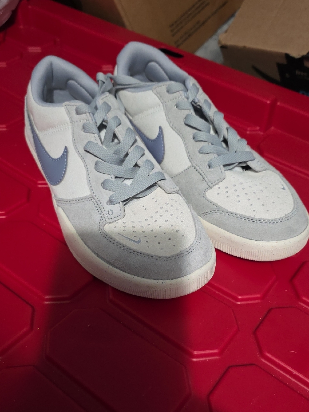 Nike Kids Low-Top Sneakers in Light Gray and Periwinkle